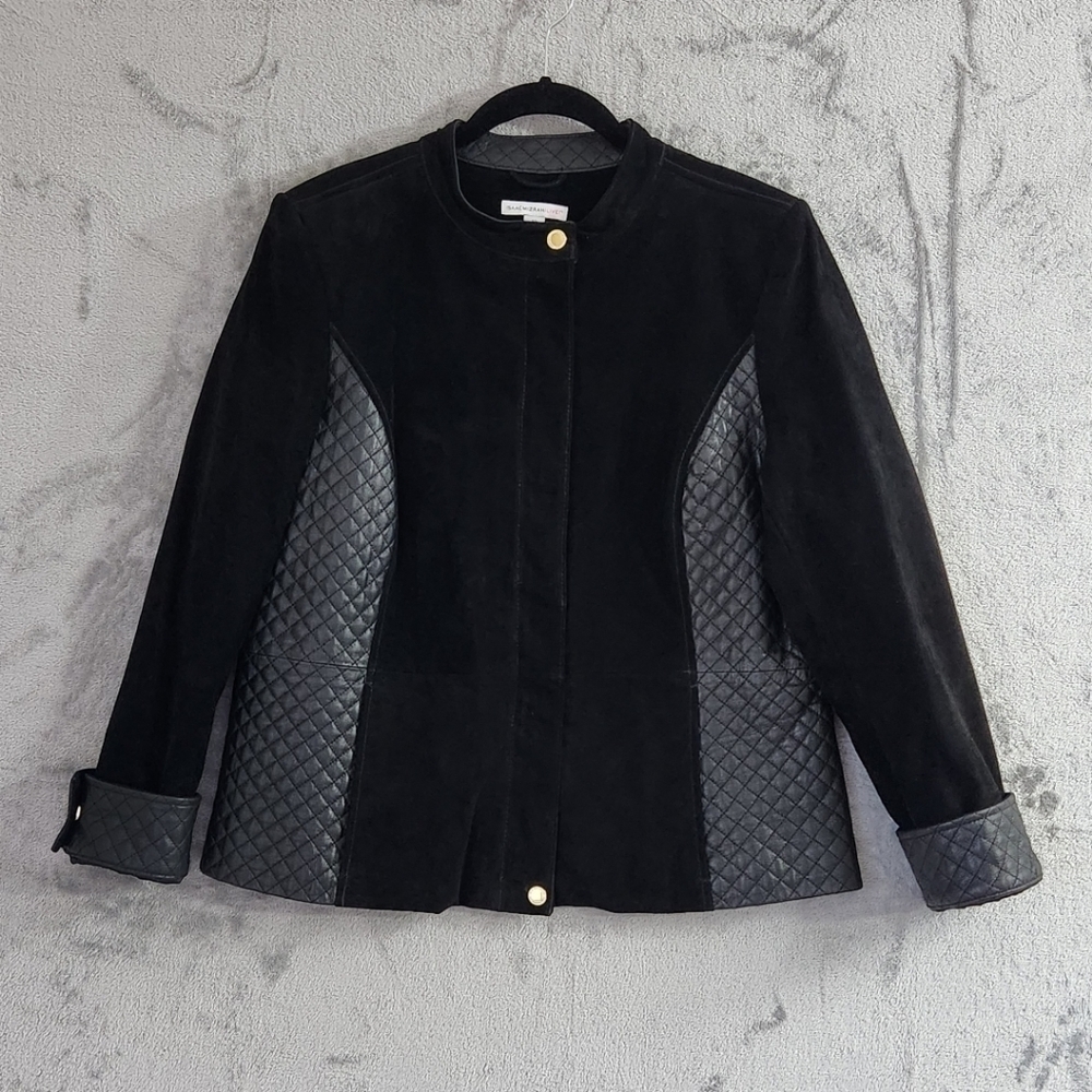 Isaac Mizrahi Jacket Womens Size 12 Black Suede Leather Jacket